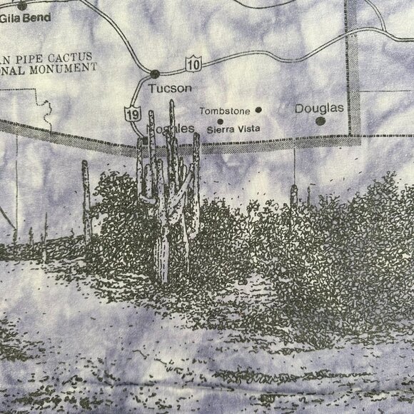 Vintage 90s Arizona Map T-Shirt AOP Western Cowboy Tee - Picture 9 of 9